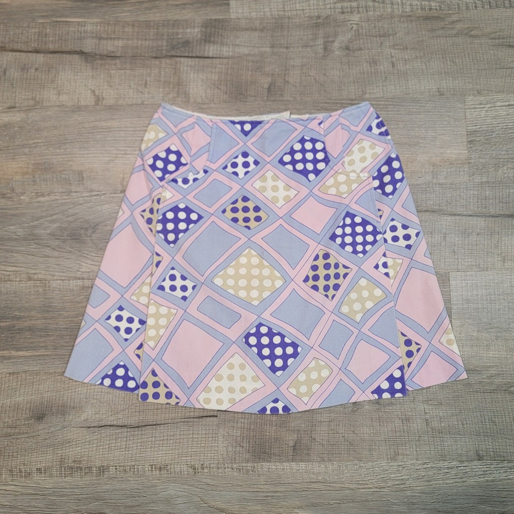 Vintage 70s Montaldo's Pink Purple Polka Dot Geometric Print Skort Skirt Shorts